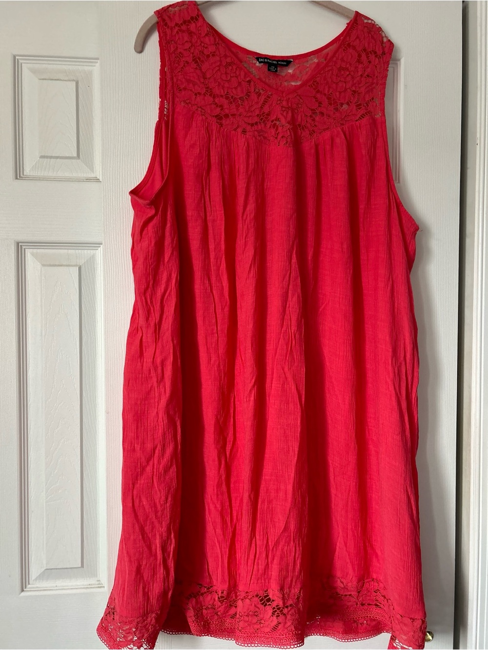 Zac & Rachel Bright Pink Lace Yoke Sleeveless Dress
